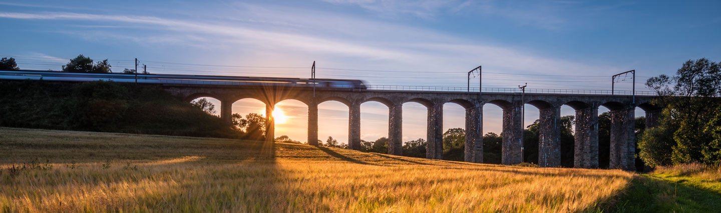 Train on a bridge